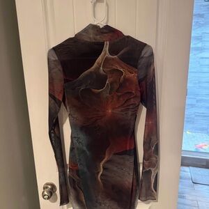 Elegant Multicolor Long Sleeve Dress